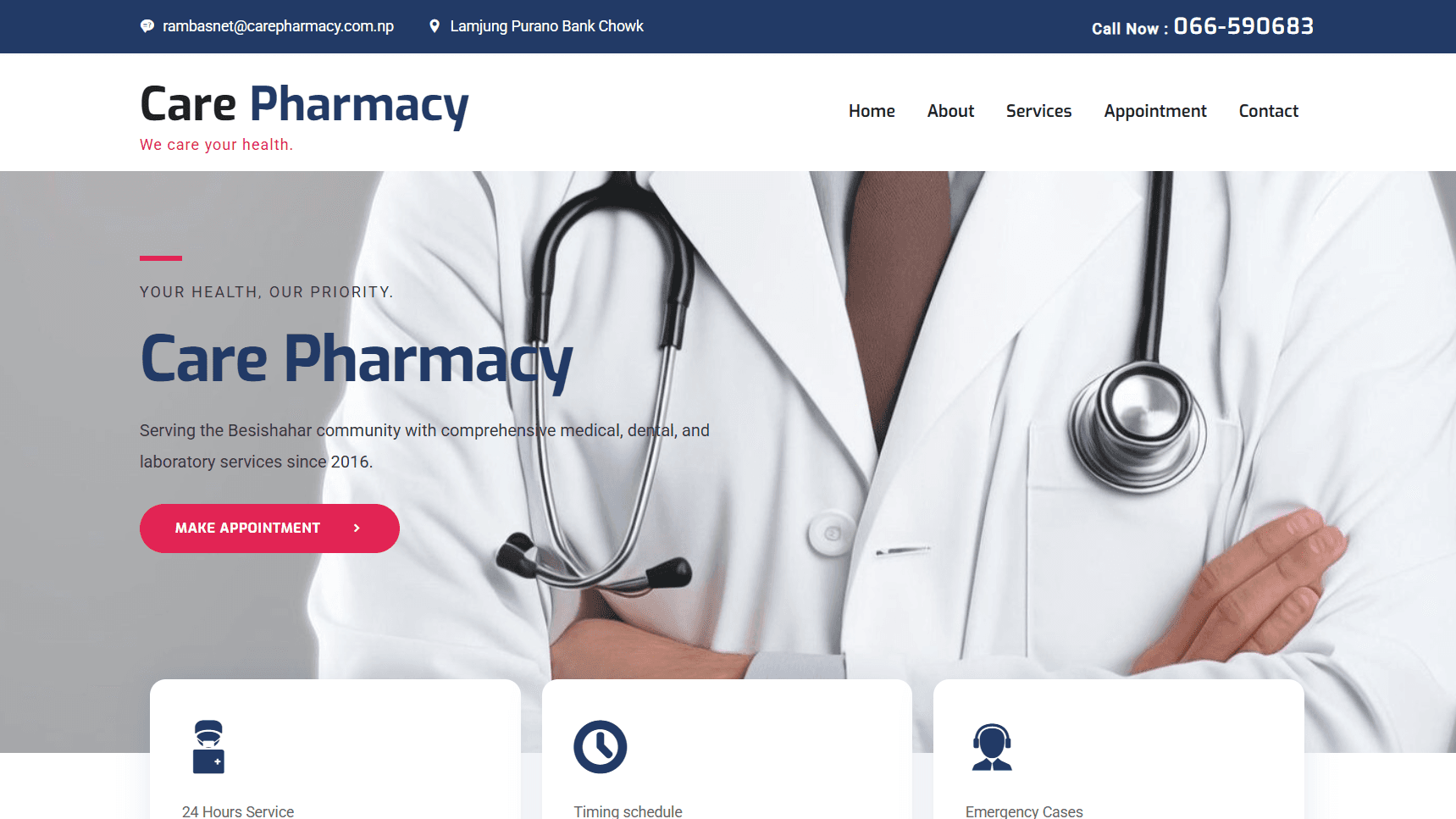 CarePharmacy - Healthcare Website project preview